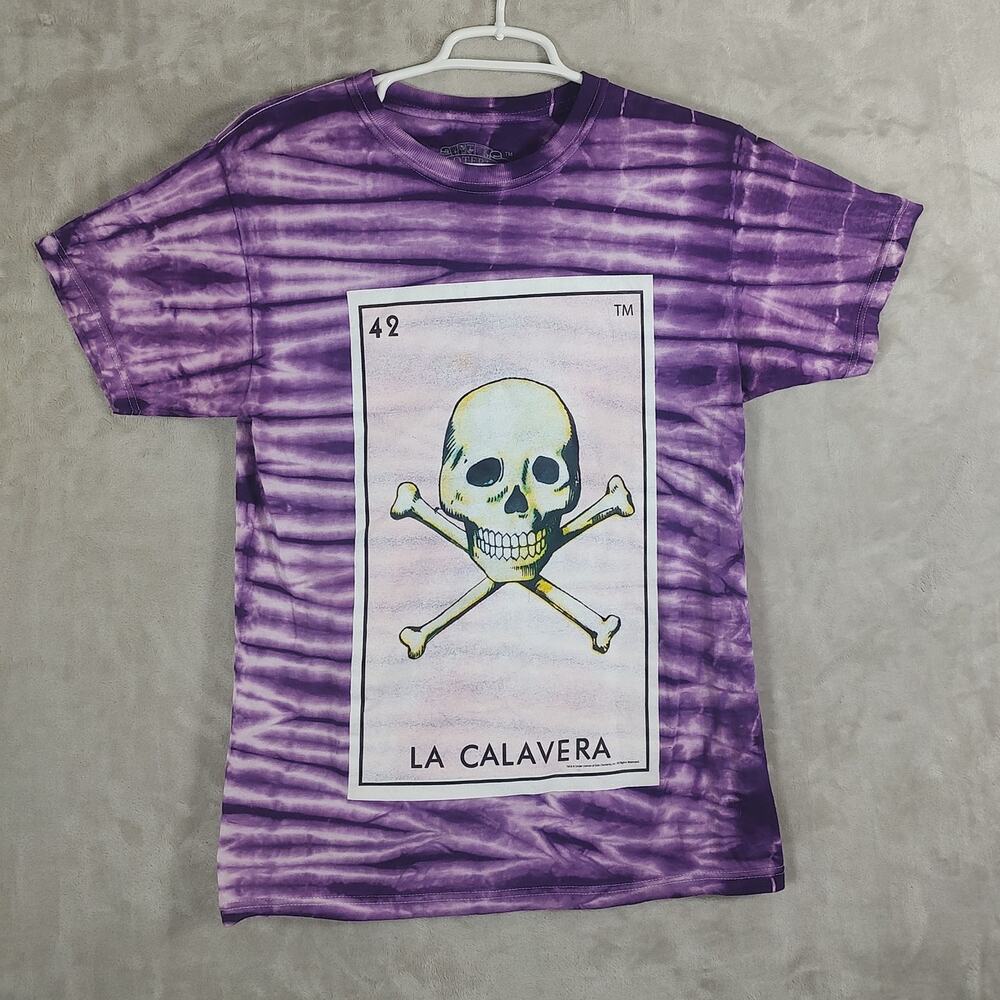 Hot Topic Loteria La Calavera Purple Tie Dye Boyfriend Fit Graphic Tee Size XS